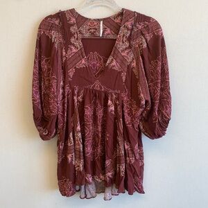 Free People Boho Hi-Low Blouse • Sz XS